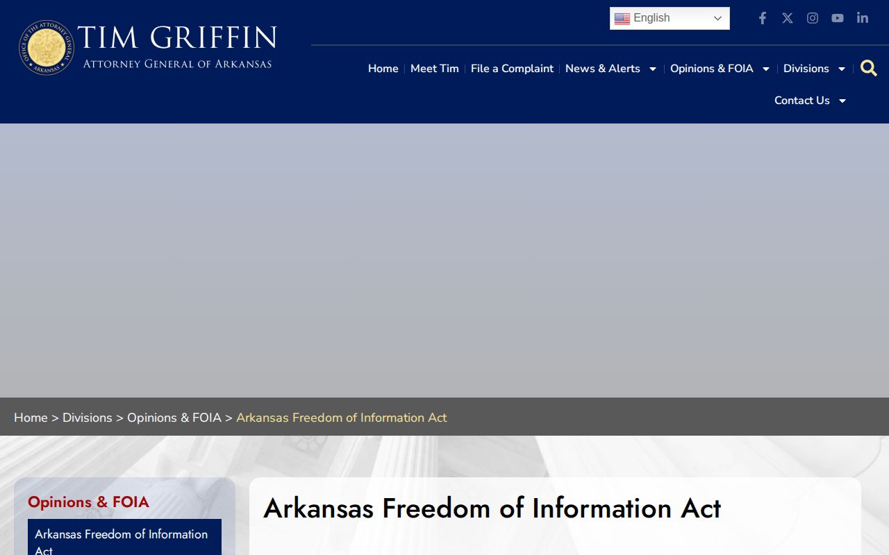 Arkansas Attorney General Freedom of Information Act page