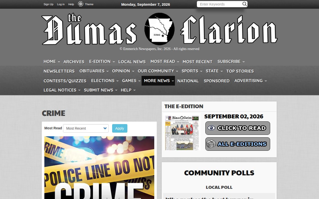 Dumas Clarion local crime news section